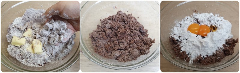 Unire zucchero e tuorli - Pasta frolla al cacao ricetta