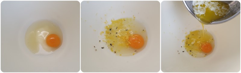 Impastare uova, zucchero e burro - Ricetta Treccia dolce con marmellata