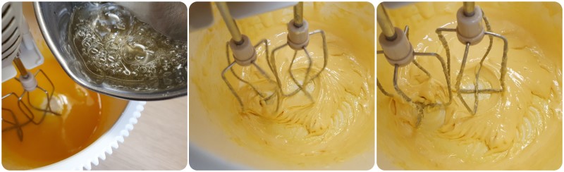 Unire lo sciroppo ai tuorli - Crema al mascarpone per pandoro