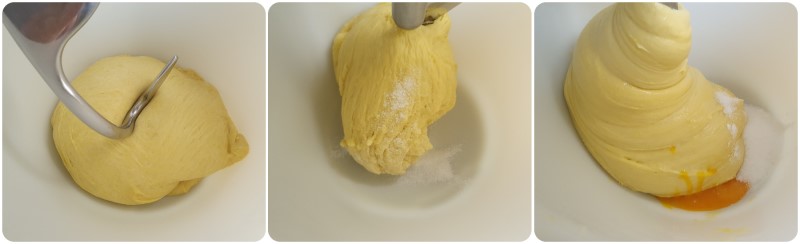 Impastare il primo impasto con lo zucchero - Panettone fatto in casa ricetta