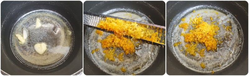Sciogliere il burro e unire arancia e limone - Aromi per panettone