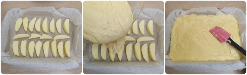 Versare l'impasto nella teglia - Torta di mele soffice e leggera