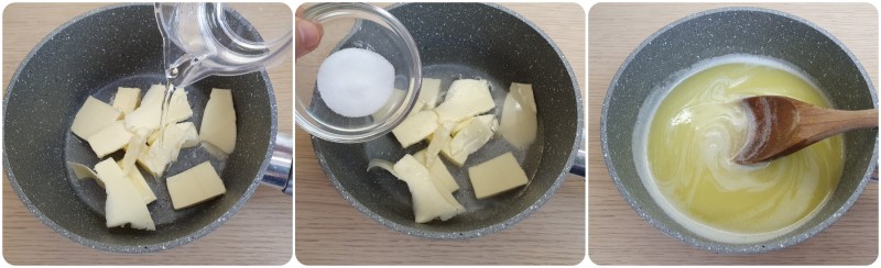 Scaldare burro, acqua e sale - Ricetta zeppole salate