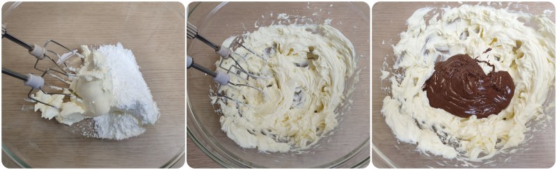 Lavorare il mascarpone e zucchero a velo - Crema torta cuore