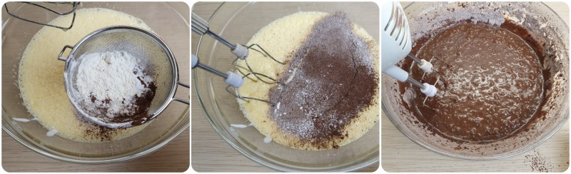 Unire farina e cacao - Torta nuda ricetta
