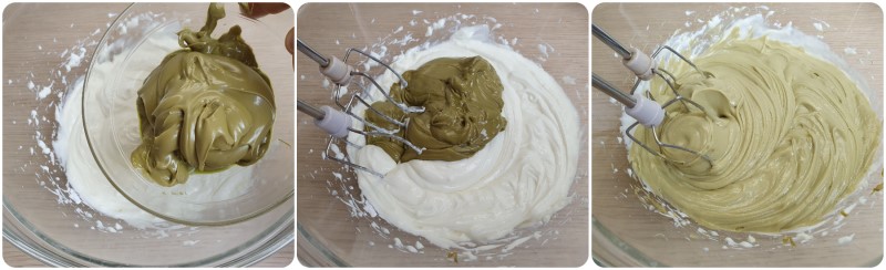 Unire la crema al pistacchio