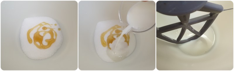 Lavorare zucchero, miele e latte - Impasto dei Buondì Motta
