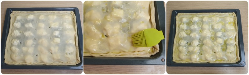 Spennellare la superficie della focaccia