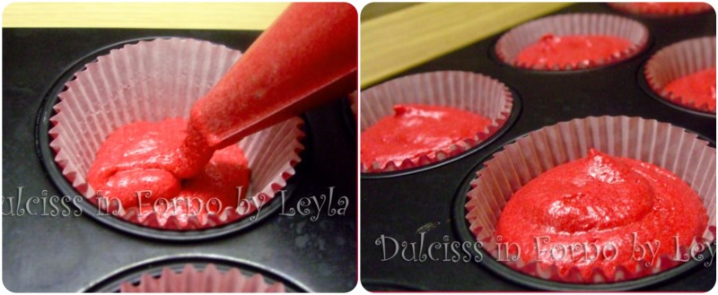 Distribuire il composto nei pirottini - Cupcake Red Velvet ricetta