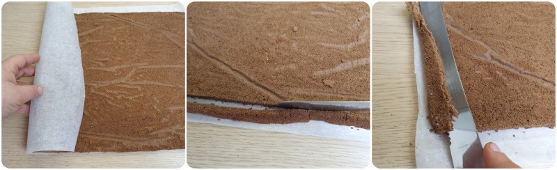 Tagliare i bordi del rotolo al cacao