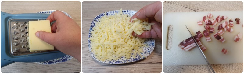 Preparare formaggio e pancetta - Ricetta Quiche Lorraine