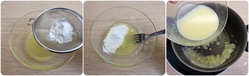 Unire succo di limone e amido - Crema per biscotti di pasqua