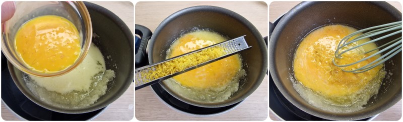 Aggiungere uova e scorza di limone