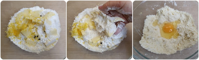 Lavorare farina zucchero burro e aromi - Biscotti di Pasqua ricetta