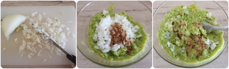 Aggiungere cipolla e coriandolo - Ricetta salsa guacamole