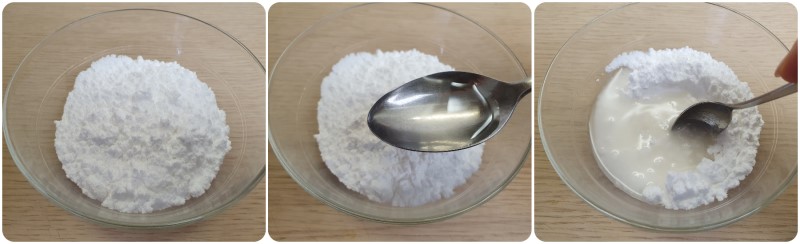 Amalgamare zucchero a velo e acqua - Ricetta glassa all'acqua