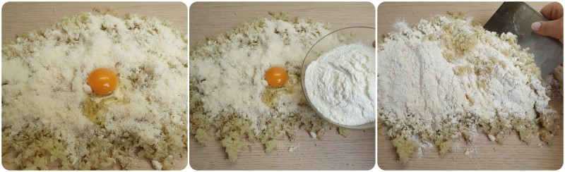 Unire parmigiano uova farina - Ricetta gnocchi