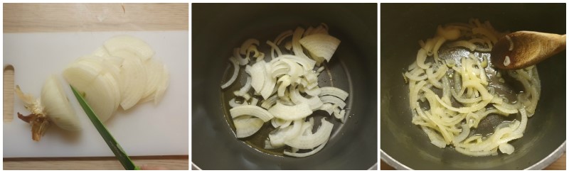 Dorare la cipolla - Spezzatino con fagioli ricetta