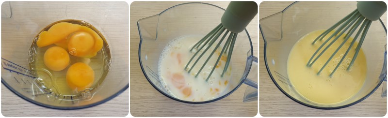 Mescolare le uova con il latte
