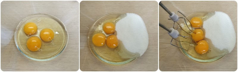 Montare uova e zucchero - Ricetta torta di mele e mandorle