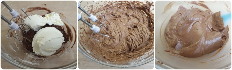 Unire il mascapone - Frosting al cioccolato pronto