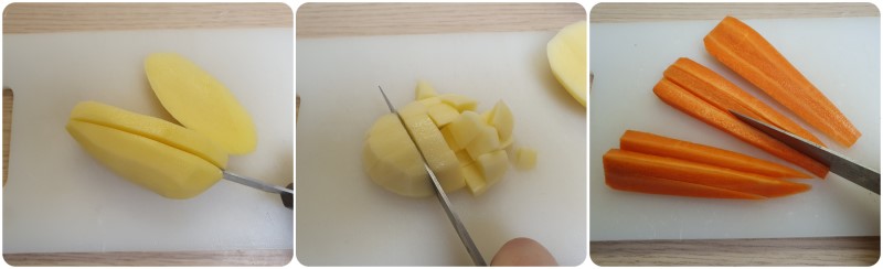 Tagliare le patate a cubetti - Ricetta insalata russa