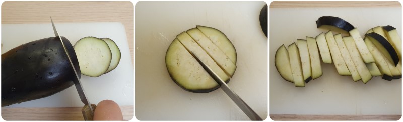 Tagliare le melanzane - Ricetta verdure pastellate