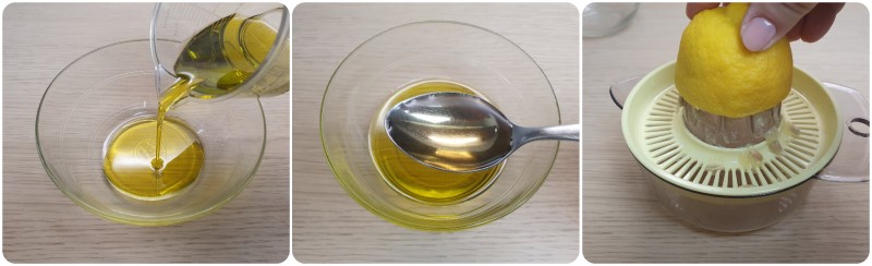 Unire olio, aceto e succo di limone - Ricetta zucchine marinate