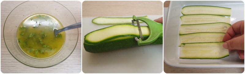 Affettare le zucchine per il carpaccio di zucchine