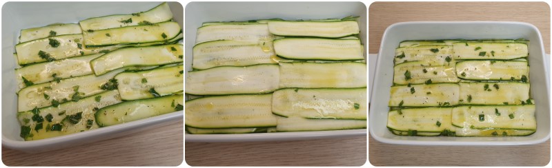 Creare gli strati tra zucchine ed emulsione - Zucchine marinate crude