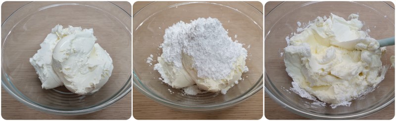 Amalgamare mascarpone, philadelphia e zucchero a velo - Cheesecake al tiramisu ricetta