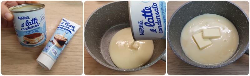 Unire latte condensato e burro - Ricetta Brigadeiro