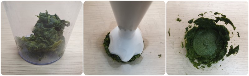 Frullare gli spinaci lessati - Ricetta pasta verde