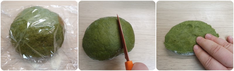 Prelevare una porzione di pasta agli spinaci