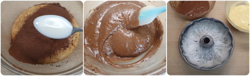 Aggiungere cacao per l'impasto scuro - ciambellone bicolore soffice