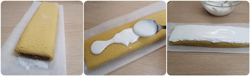 Stendere la glassa sulla superficie dei biscotti ripieni