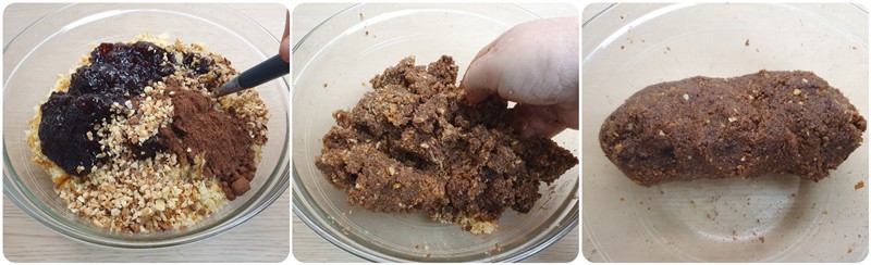 Lavorare il ripieno del biscotto all'amarena