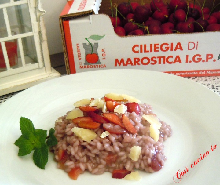 Risotto di ciliegie e raboso con scaglie di piave vecchio - Così cucino io