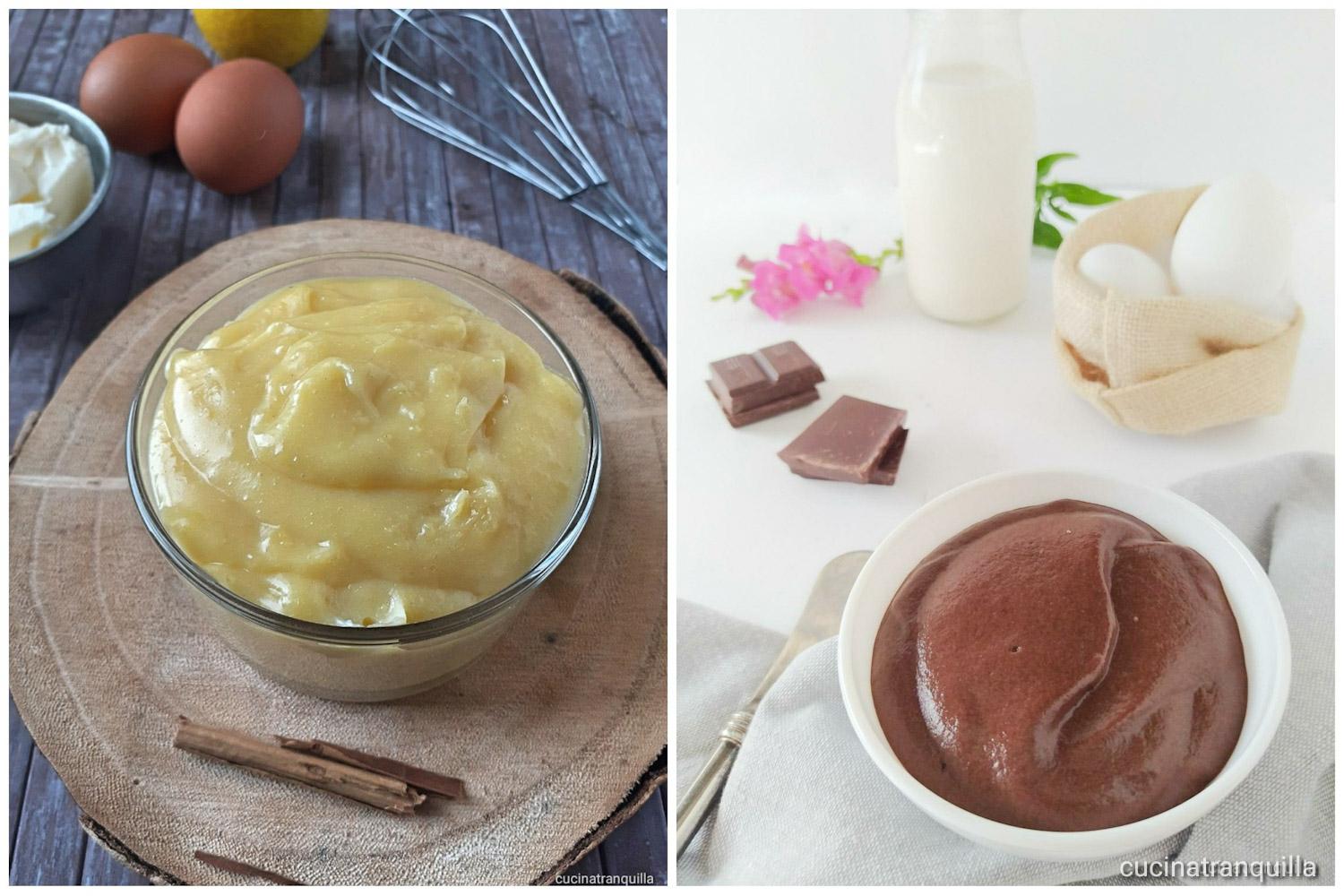 Crema pasticcera e crema al cioccolato