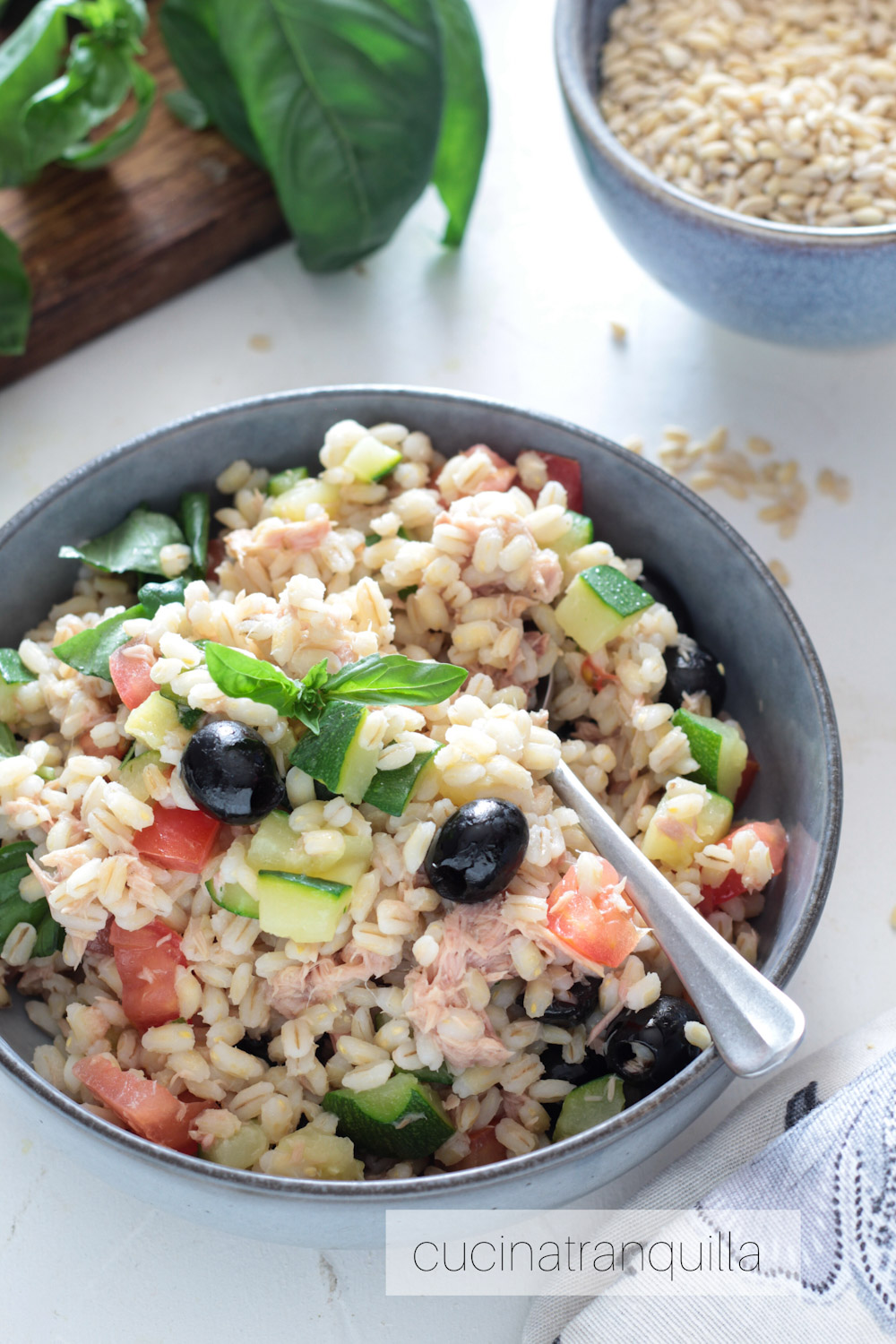 Insalata di orzo e tonno con zucchine - cucinatranquilla
