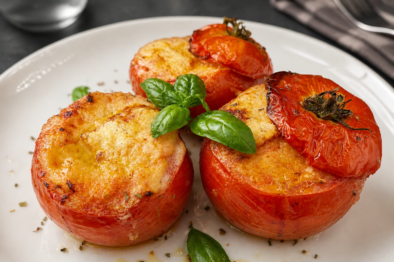 Pomodori ripieni con riso e mozzarella in friggitrice ad aria