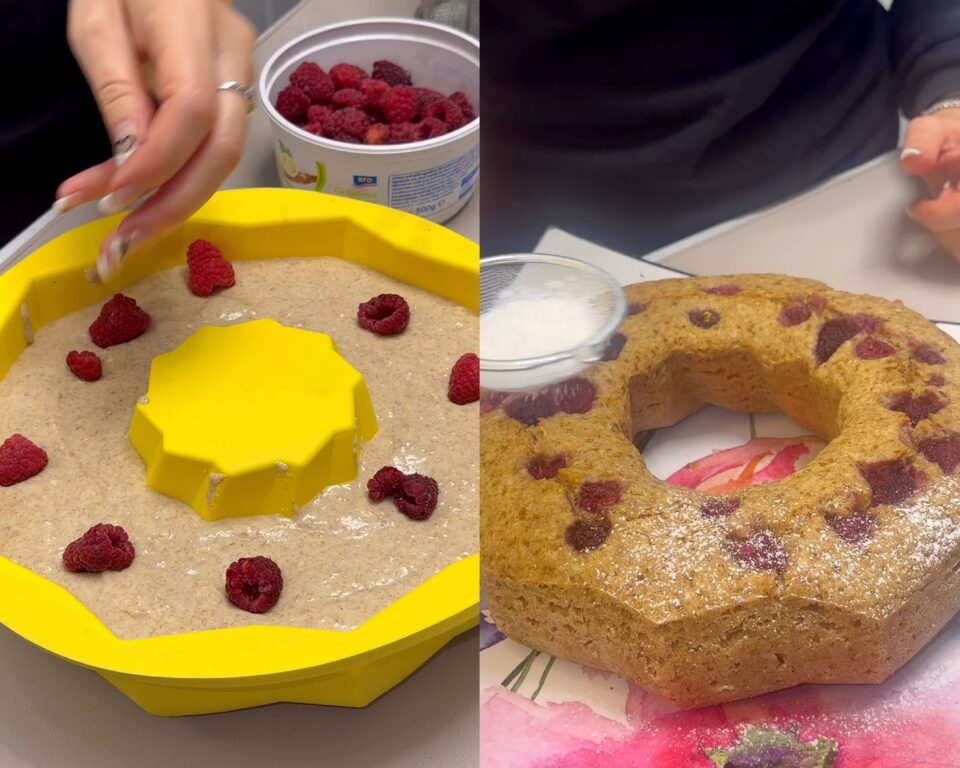 ciambellone vegano al limone e zenzero con lamponi