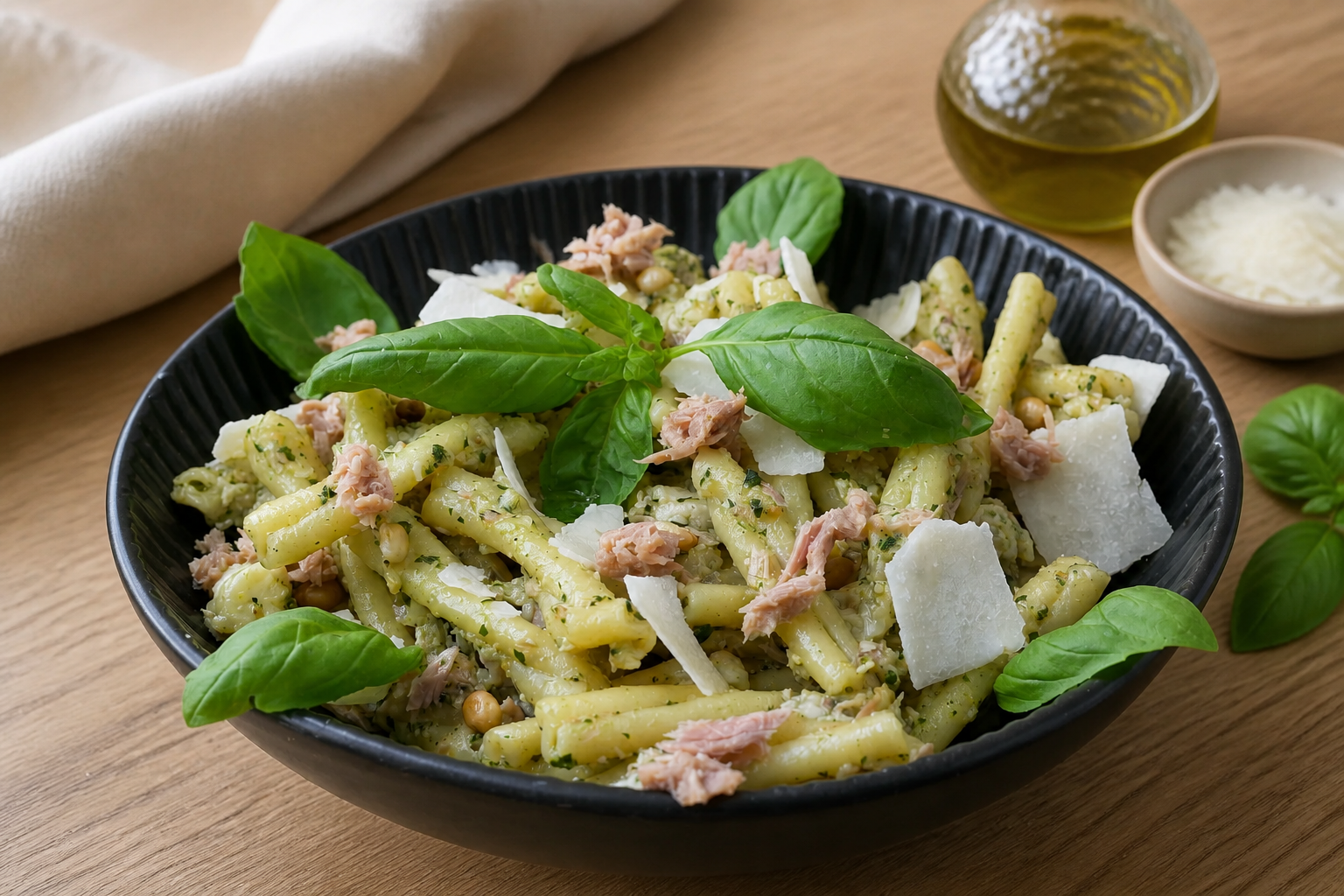 Pasta fredda con pesto, tonno e mozzarella – Fresca e gustosa
