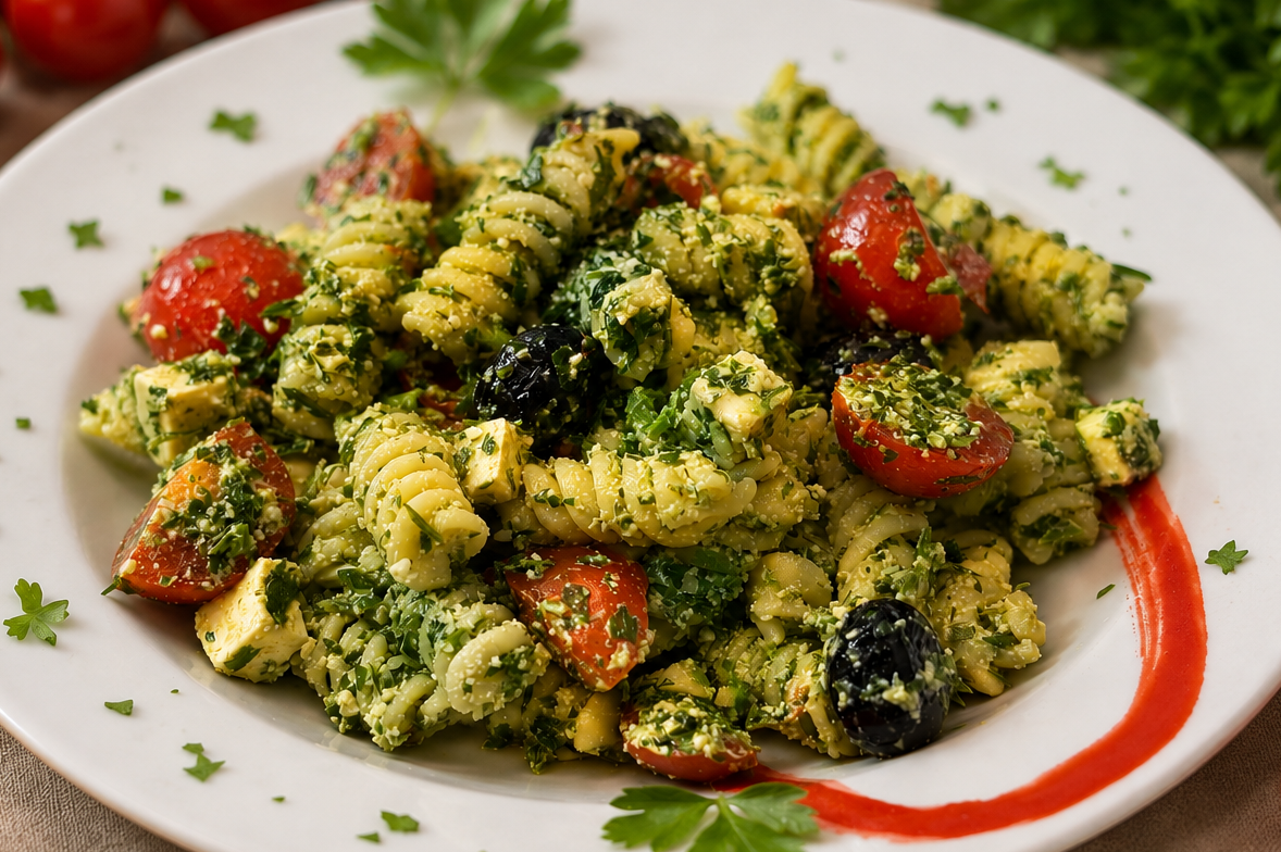 Pasta fredda vegana con tofu e pomodorini: cremosa, fresca e pronta in pochi minuti