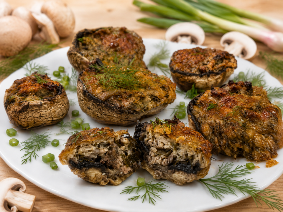 Funghi ripieni di tonno e ricotta