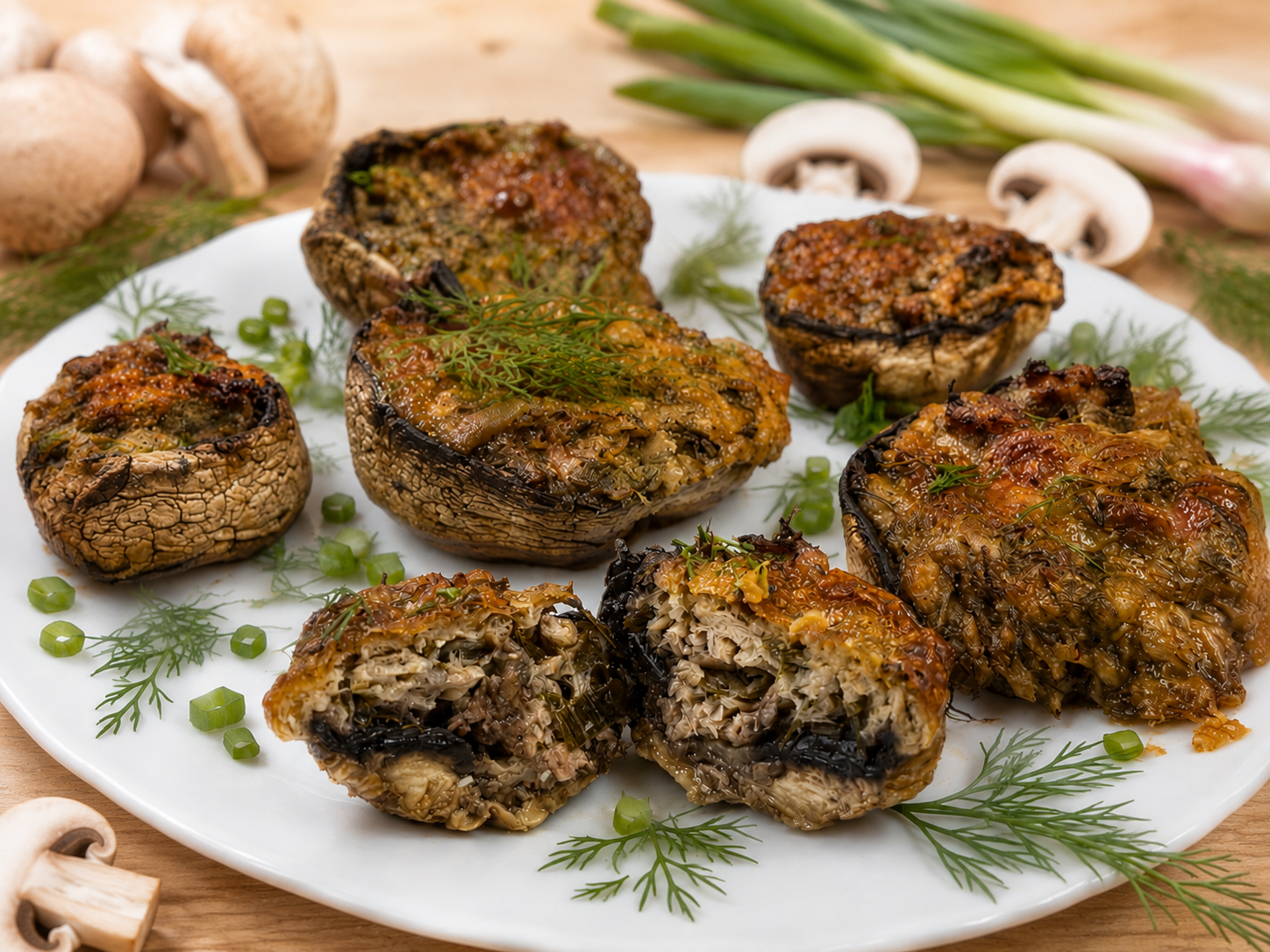 Funghi ripieni di tonno e ricotta al forno: deliziosi, cremosi e filanti
