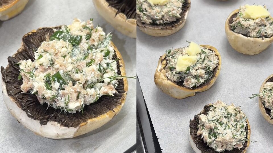 Funghi ripieni di tonno e ricotta