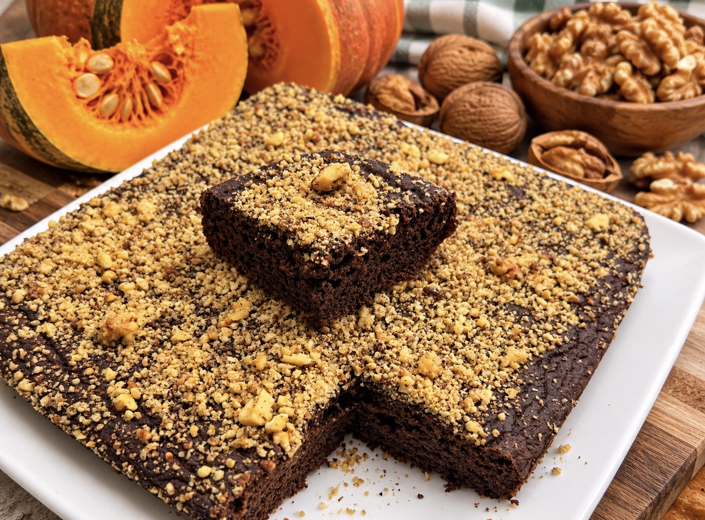 Torta brownie alla zucca vegana– Morbida e cioccolatosa