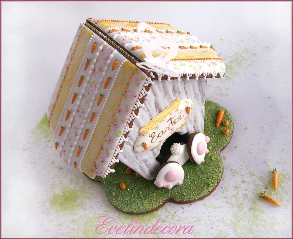 Biscotti decorati Evelindecora - Easter bunny cookie house