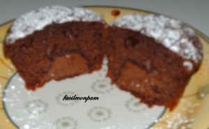 muffin al cacao con cuore morbido di nutella